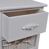 Cabinet with 1 Drawer and 2 Baskets White Paulownia Wood 241542