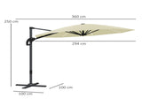 3 Cantilever Garden Parasol with Solar Powered Lights, Crank Handle & Cross Base, UPF 50, 360&deg T3398P317661