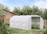 3.5 x 2 x 2 m Polytunnel Greenhouse, Walk-in Green House for Garden with Mesh Windows, Galvanised T3398P310902
