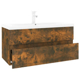 Sink Cabinet with Built-in Basin Smoked Oak Engineered Wood 3152879