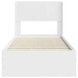 Bed Frame with Storage and Headboard White 100 x 200 cm 3414329