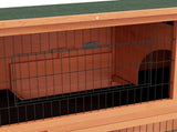 Two-Tier Antiseptic Wood Rabbit Hutch, 102cm Guinea Pig Hutch with Run - Orange T3398P554259
