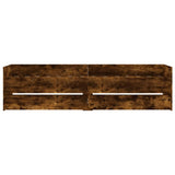 Bed Frame Smoked oak Engineered wood, Plywood slats 90x200 cm 3207347