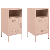 ZNTS Bedside Cabinets 2 pcs Pink 36x39x68 cm Steel 843069