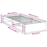 Day Bed without Mattress White 90x200 cm Solid Wood Pine 859242