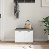 Hall Bench White 60 x 38 x 46 cm Engineered Wood and Fabric 891472