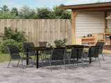 Garden Dining Set 9 pcs Black Powder-Coated Steel 3379141