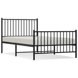 Metal Bed Frame without Mattress with Footboard Black 100x190cm 350876