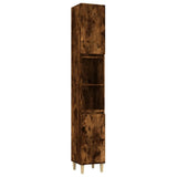 Bathroom Cabinet Smoked Oak 30x30x190 cm Engineered Wood 819793