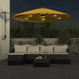 Wall-mounted Parasol with LEDs Yellow 290cm 362896