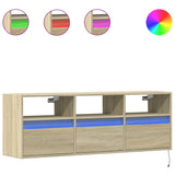 TV Wall Cabinet with LED Lights Sonoma Oak 130x31x45 cm 852343