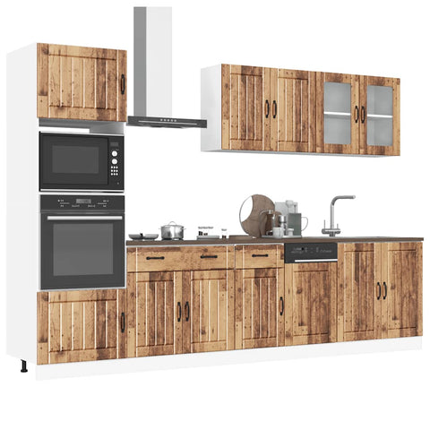 ZNTS 7 Piece Kitchen Cabinet Set Kalmar Old Wood Engineered Wood 3314749