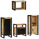 Bathroom Furniture Set 4 pcs Brown and Black Solid Mango Wood 3305668