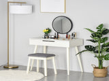 Dressing Table with Mirror and Stool, Vanity Makeup Desk Set with 2 Drawers, Cushioned Stool and T3398P341421