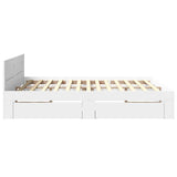 Bed Frame with Drawer 2 pcs White 193 x 203 cm Engineered Wood 3402859