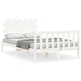 Bed Frame without Mattress White Double Solid Wood Pine 3193442