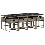 Garden Dining Set Grey Poly Rattan 8-seater Foldable 3211280