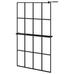 ZNTS Walk-in Shower Wall with Shelf Black 118x190 cm ESG Glass&Aluminium 3185488