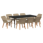 Garden Dining Set with Cushion 9 pcs Beige Poly Rattan 3261697