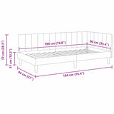 Corner Bed Frame with Headboard Cream 90 x 190 cm Velvet 42016345