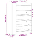 ZNTS Shoe Cabinet Sonoma Oak 74.5x37.5x100 cm Engineered Wood 848432