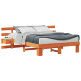 Bed Frame with Headboard Brown 140 x 200 cm Solid Pine Wood 3385690