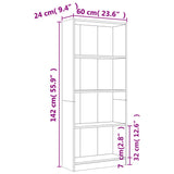 4-Tier Book Cabinet Grey Sonoma 60x24x142 cm Engineered Wood 815430