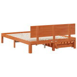 Bed Frame with Headboard 3 pcs Wax Brown Solid Pine Wood 3422739