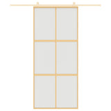 Sliding Door Gold 90x205 cm Frosted ESG Glass and Aluminium 155158