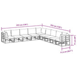 Garden Sofa Set with Cushion 9 pcs Black Aluminium 3378876