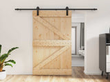 Sliding Door Natural and Black 95 x 210 cm Solid Pine Wood 3444910