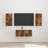 TV Cabinet Set Wall-mounted 6 pcs Smoked Oak Engineered Wood 3409065
