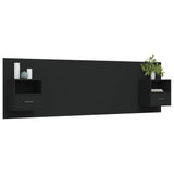 ZNTS Bed Headboard with Cabinets Black Engineered Wood 3115717