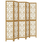 Room Divider 5 Panels Brown Solid Wood Paulownia 358871