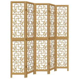 Room Divider 5 Panels Brown Solid Wood Paulownia 358871