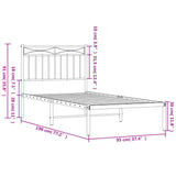Metal Bed Frame without Mattress with Headboard White 90x190cm 373732