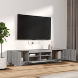 2 Piece TV Cabinet Set with LED Lights Grey Sonoma Engineered Wood 3120168