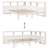 Bookcase Bed without Mattress White 150x200 cm King Size Solid Wood Pine 3324380