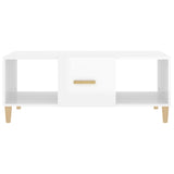 ZNTS Coffee Table High Gloss White 102x50x40 cm Engineered Wood 812696