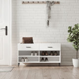 Shoe Bench High Gloss White 102x35x55 cm Engineered Wood 829758