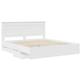 Bed Frame with Drawer White 200 x 200 cm Engineer Wood 3410152