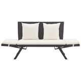 Garden Bench with Cushions Black 176 cm Poly Rattan 317181