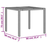 Garden Table with Acacia Wood Top Grey 90x90x75 cm Poly Rattan 365530