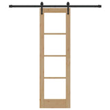 Sliding Door Natural 61 x 198.5 cm Solid Pine Wood and Glass 3332321