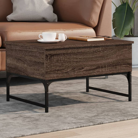 ZNTS Coffee Table Brown Oak 70x50x40 cm Engineered Wood and Metal 845375