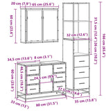 3 Piece Bathroom Furniture Set Smoked Oak Engineered Wood 3301142