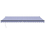Retractable Awning Blue and White 5x3 m Fabric and Aluminium 3154450