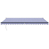Retractable Awning Blue and White 5x3 m Fabric and Aluminium 3154450