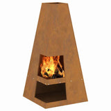 Fire Pit Brown 50 x 50 x 100 cm Weathering Steel 858949