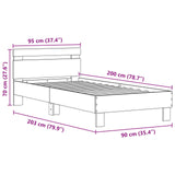 Bed Frame with LED Old Wood 90 x 200 cm Engineered Wood 863795